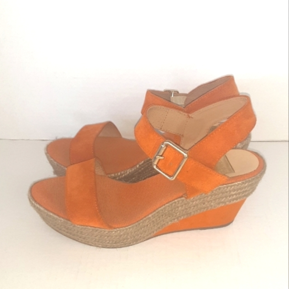 EUC KANNA Orange Suede Espadrille Wedge - Picture 1 of 9